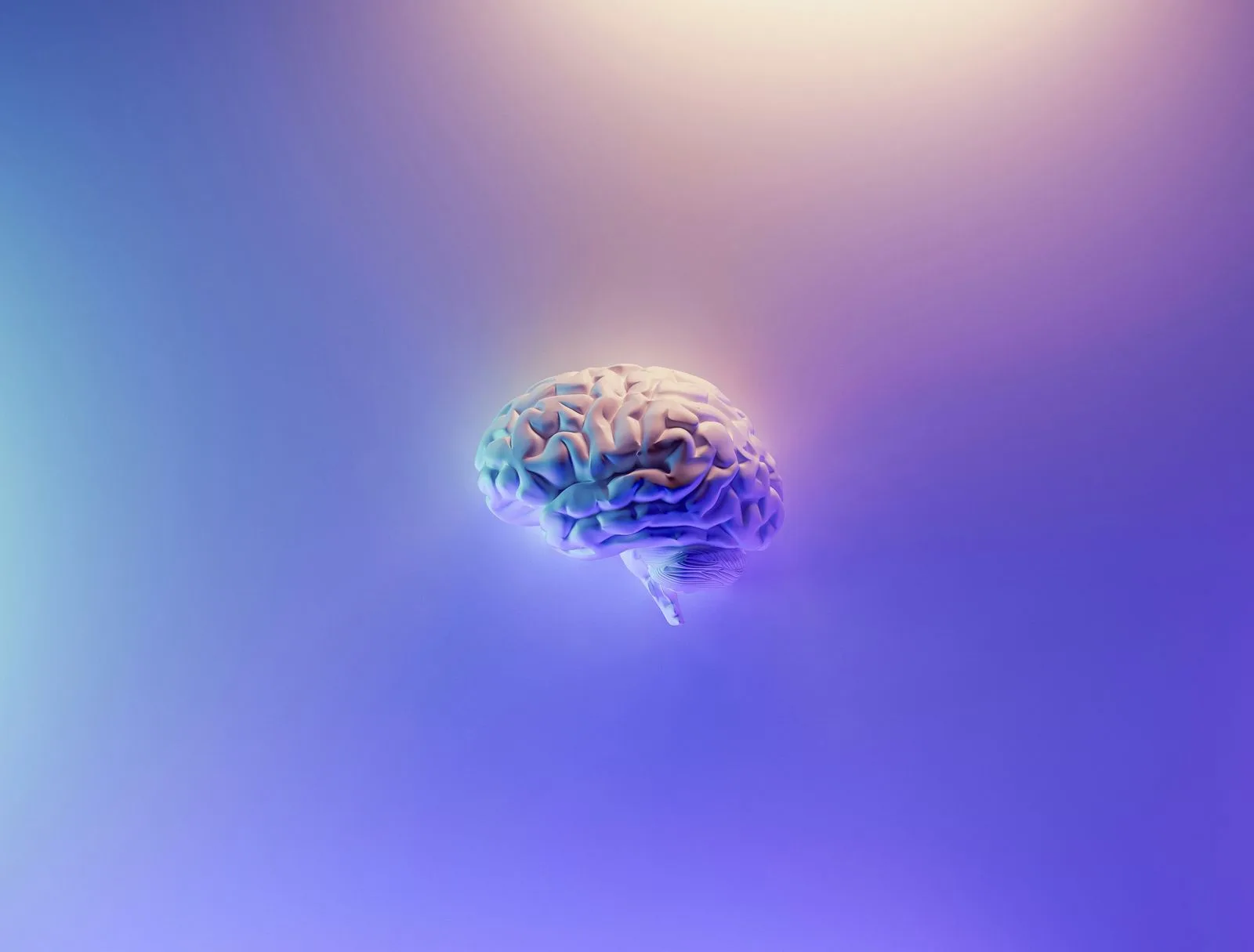 A picture of a hovering and shining brain