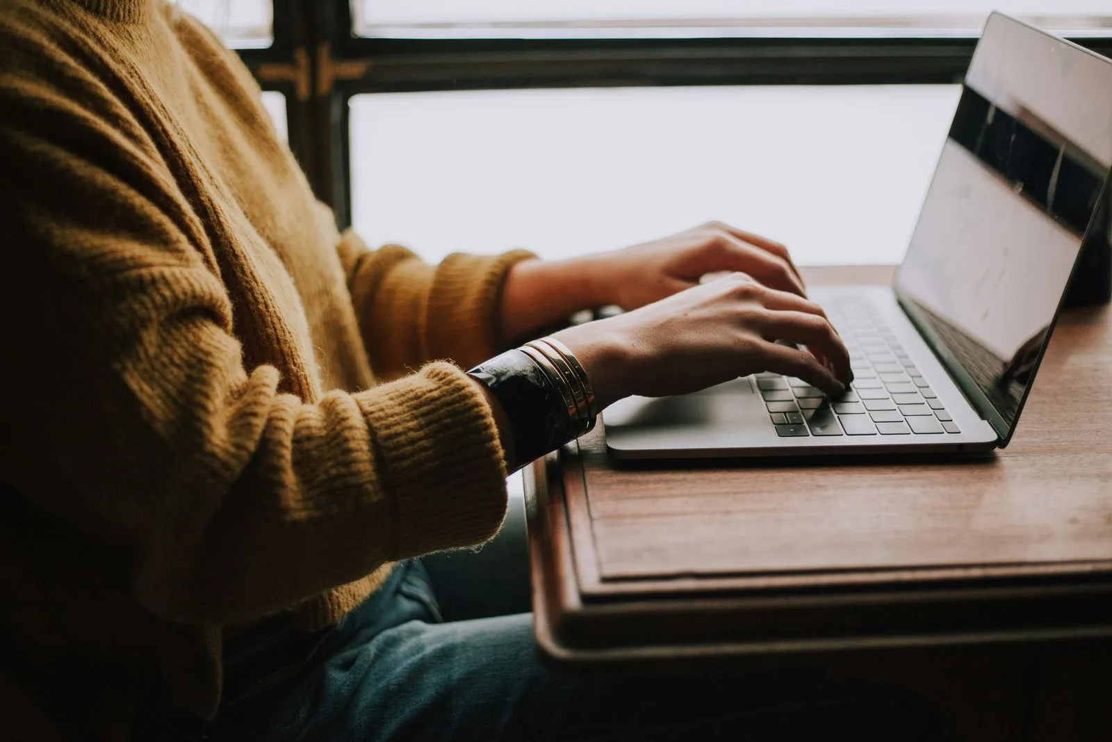 Woman working using a laptop